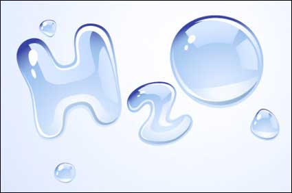 H2O شكل قطرات من المواد المنقولة عبر الماء
