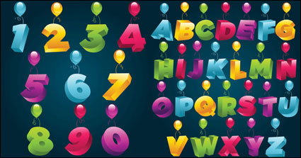 3D three-dimensional alphanumeric - Vector