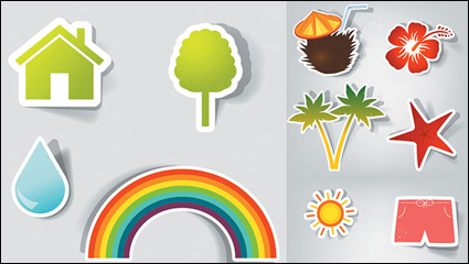 Cute stickers vector material
